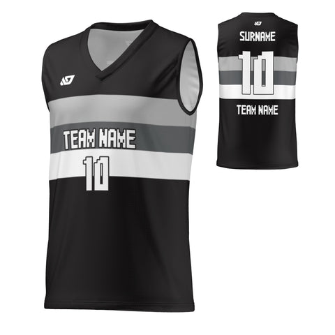 Basketball Jersey Horizontal Strips - Black